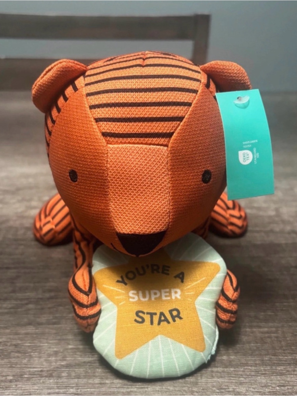 Pillowfort Orange and Black Striped Plush Tiger with Star Pillow